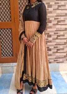 Elegant Two-Tone Anarkali Kurta zardozi worked hea