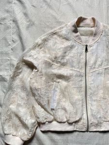 Sheer Lace Bomber Jacket