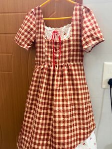Cute Red Gingham Cherry Dress