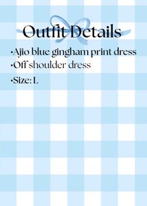 Blue Gingham Off-Shoulder Dress