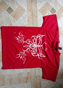 Hand-Painted Red Butterfly T-Shirt