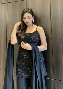 Elegant Black Embroidered Kurta Set