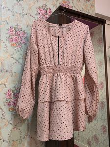 Pink Polka Dot Ruffle Dress