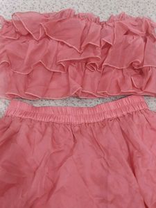 Pink Ruffled Top &amp; Skirt Set
