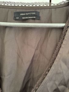 Brown V-Neck Button-Up Crop Top