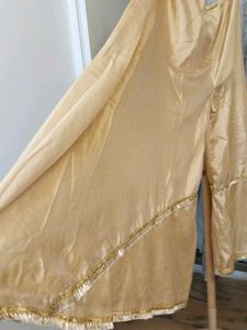 Gold &amp; Teal Embroidered gharara kurta set