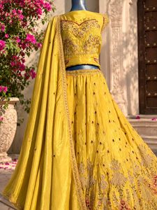 Stunning Yellow Embroidered Lehenga Set