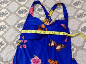 Stunning Blue Butterfly Print Midi Dress