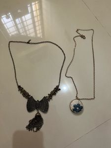 Chic Bow and Circle Pendants Necklaces