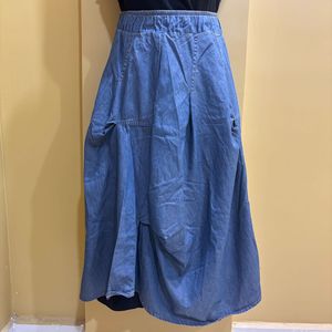 Denim Midi Skirt with Pockets