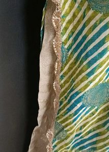 Embroidered Kurta with Blue &amp; Green laheriya wit