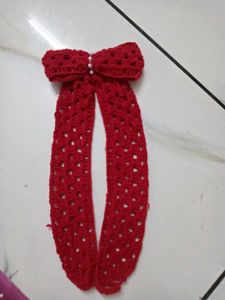 Red Crochet Bow Scarf