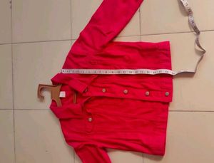 Vibrant Red Cropped Denim Jacket