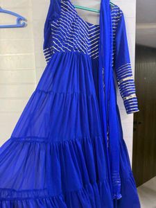 Royal Blue Tiered Anarkali Gown