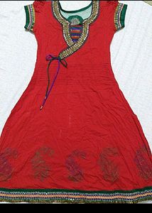 Red Embroidered Anarkali Dress