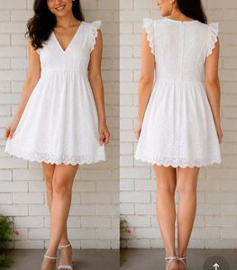 Chic White Eyelet Mini Dress