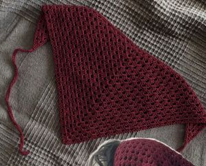 Handmade Maroon Crochet Scarf | Bandana
