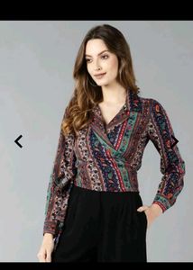 ZNX CLOTHING Floral Print Wrap Top