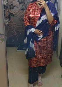 Red Gazi Silk Kurta Set
