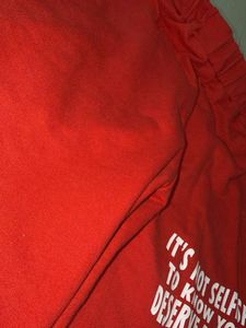 Red Joggers with Quote