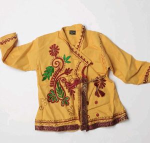 Yellow Embroidered Kurta for Boys