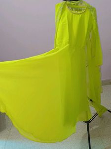 Lime Green Embroidered Anarkali