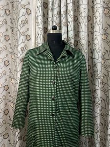 Chic Green Checkered Coat