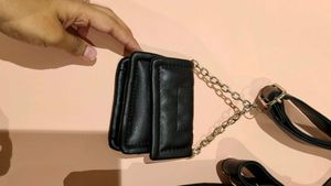 Black Quilted Crossbody Bag with a coin pouch