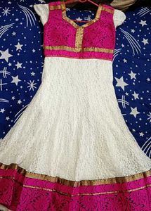 White And Pink Colour Anarkali Suit