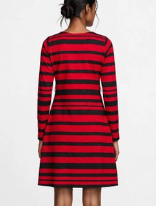 Red &amp; Black Striped Zip-Front Dress