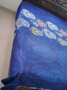 pure cottonBlue Paisley Queen Bed Sheet of 1