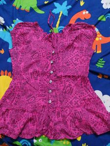 Pink Paisley Print Top