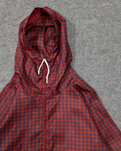 Korean Oversized Red Checkered Hooded Jacket