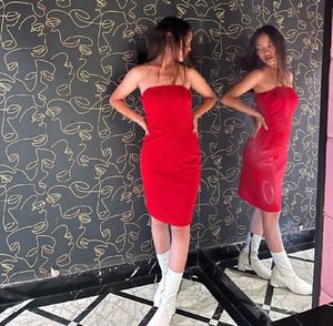 Elegant Red Halter Neck Dress