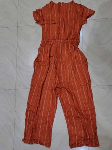 Orange Striped Jumpsuit