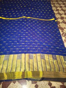Royal Blue Saree with Golden Border