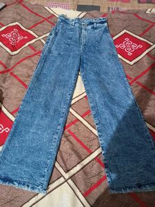 Stylish Acid Wash Wide Leg Jeans