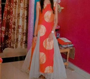 Stylish Red Kurti with Skirt
