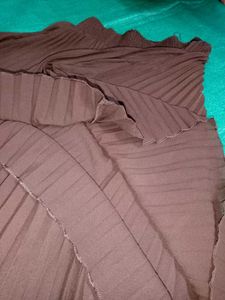 Brown Pleated Midi Skirt