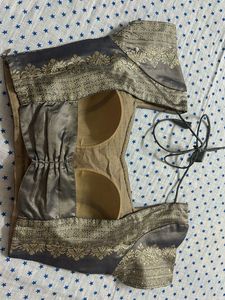 Embroidered Bluish Grey Blouse