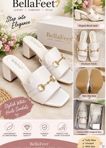 Stylish White Block Heel Sandals