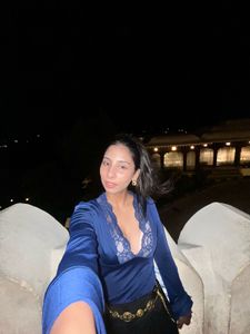 stylecast Stylish Blue Satin Lace Trim Top
