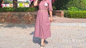 Chic Pink Shirt Dress with Embellishment