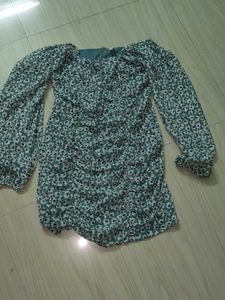 Chic Floral Print Ruched Mini Dress