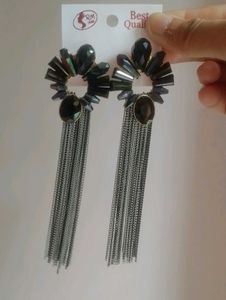 Stunning Black Tassel Drop Earrings
