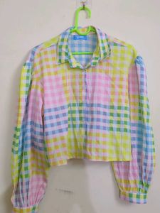 Colorful Plaid Cropped Shirt