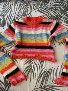 Rainbow Striped Knit Sweater