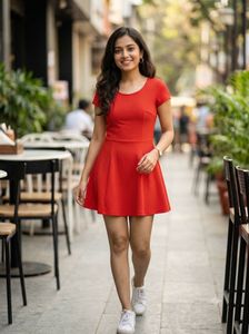 Chic Red Fit &amp; Flare Dress