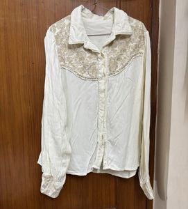 Embroidered Cream Shirt/Blouse