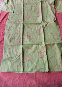 Green Kurta with Pink Print